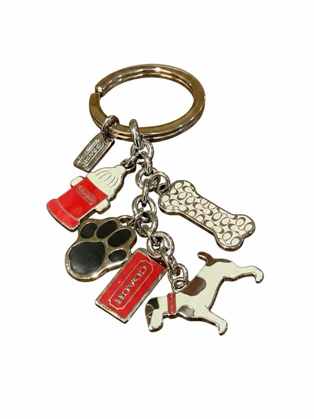 vintage COACH Jack Russell Enamel Multi-Charm Keychain - Picture 3 of 3